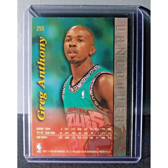 1995-96 Greg Anthony Fleer Ultra #255 Grizzlies Expansion Team Basketball Card - Picture 2 of 2